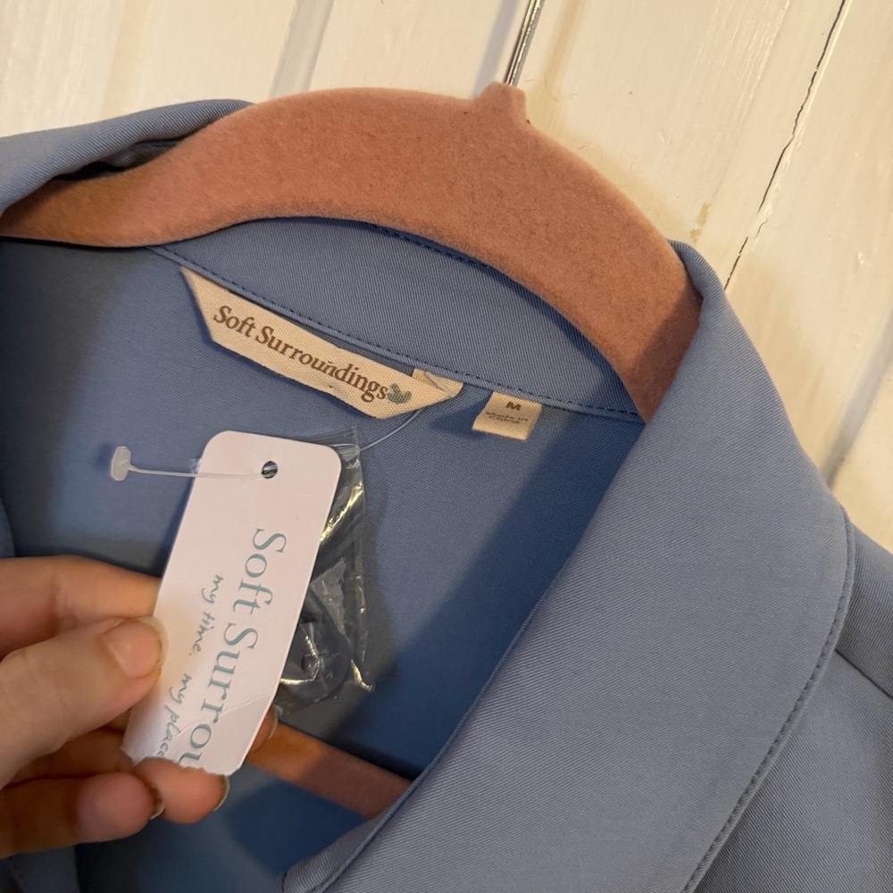 Soft Surroundings Versa Shirt English Manor Pullover Blouse Medium Blue - Picture 3 of 7